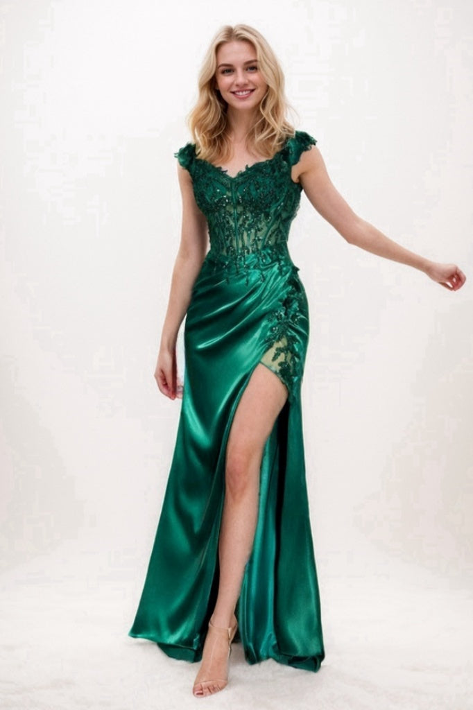 Mermaid Sweep-Brush Train Elastic Silk like Satin Prom Dress CS0708