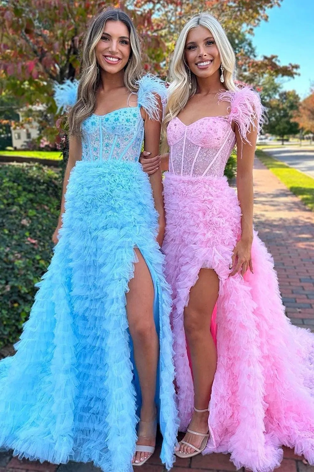 A-Line Court Train Tulle Prom Dress CS0711