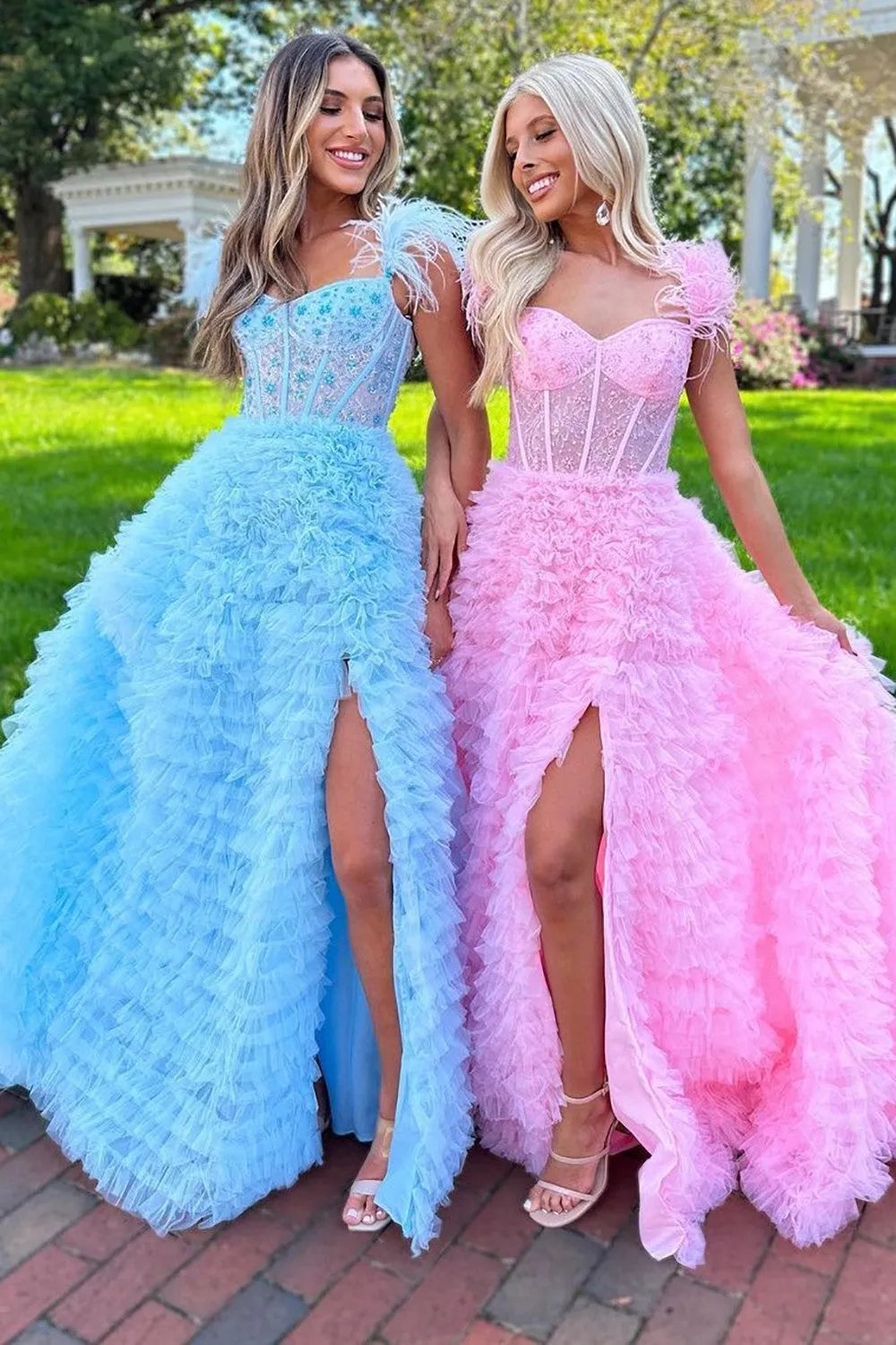 A-Line Court Train Tulle Prom Dress CS0711