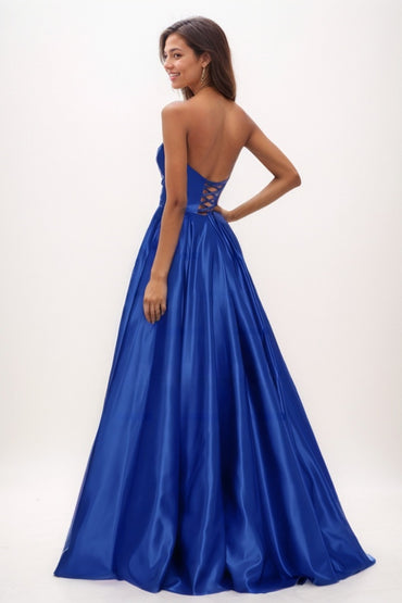 A-Line Floor-Length Satin Prom Dresses CS0726