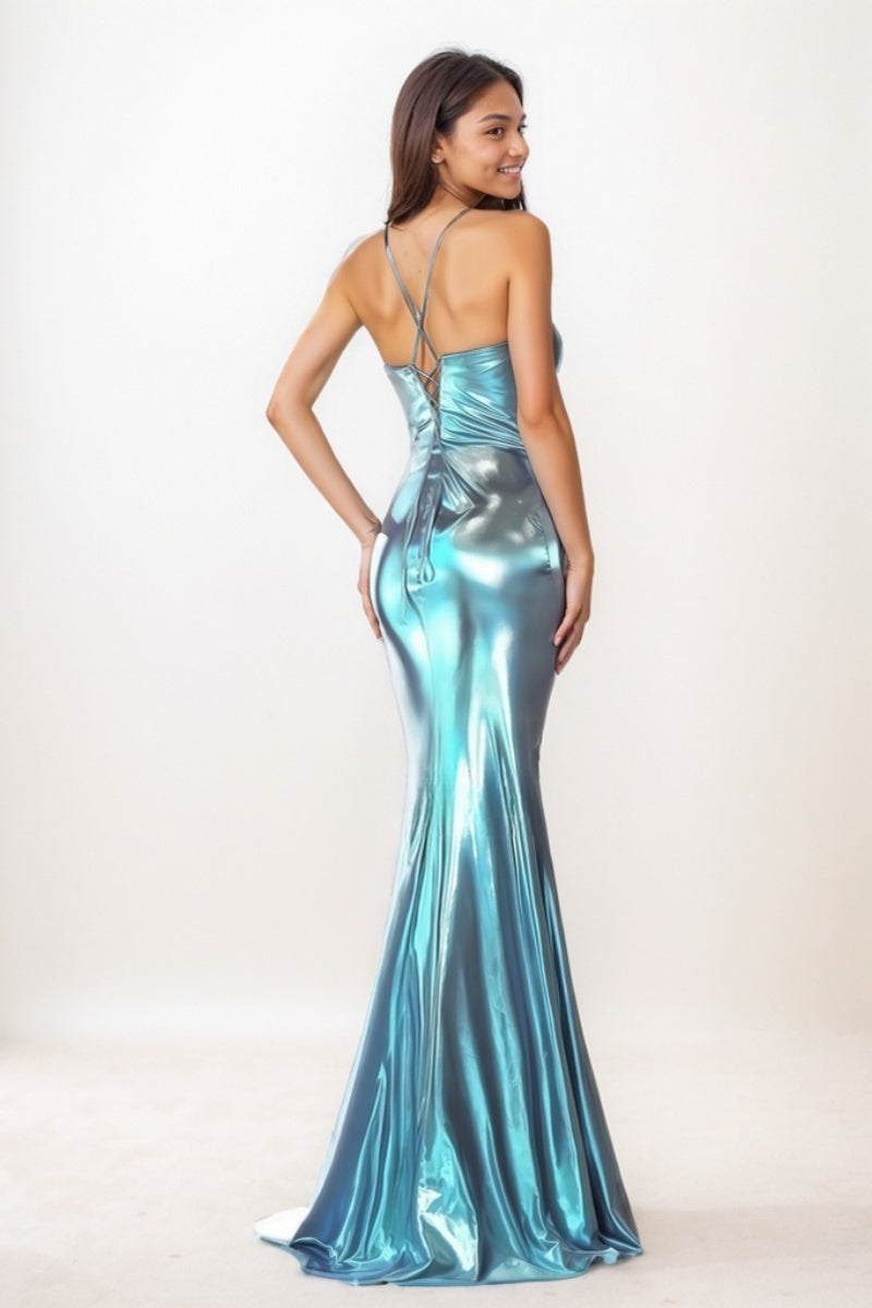 Sleeveless Spaghetti Straps Prom Dresses With High Split CS0752