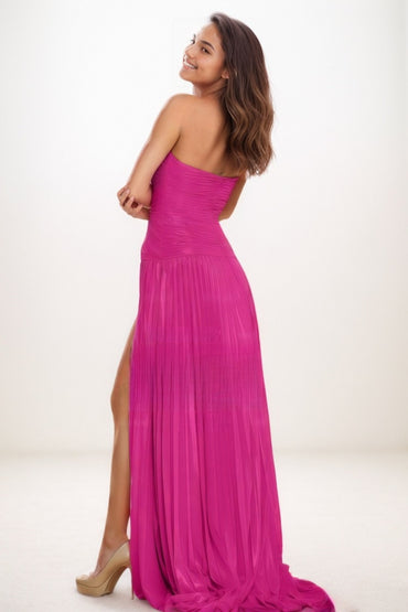 A-Line Sweetheart Ruched Charmeuse Prom Dresses CS0762