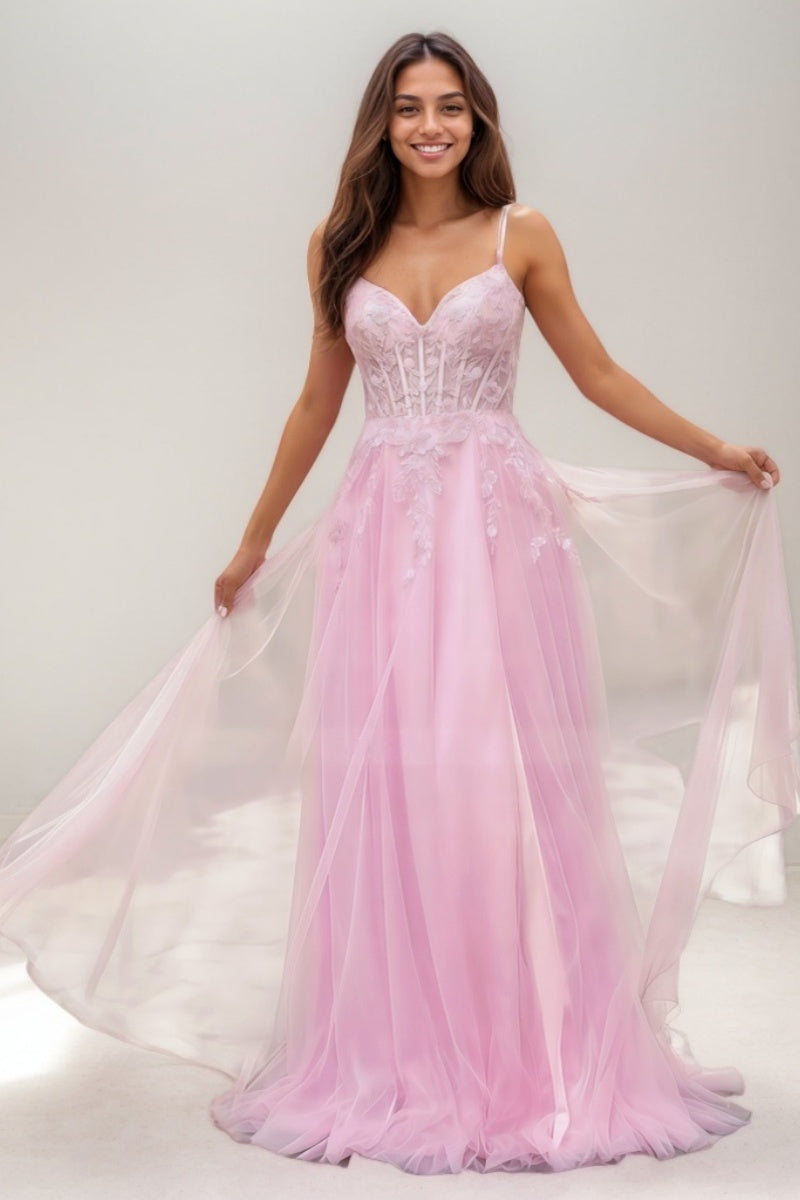 A-Line V-Neck Silk Like Satin Prom Dresses CS0764