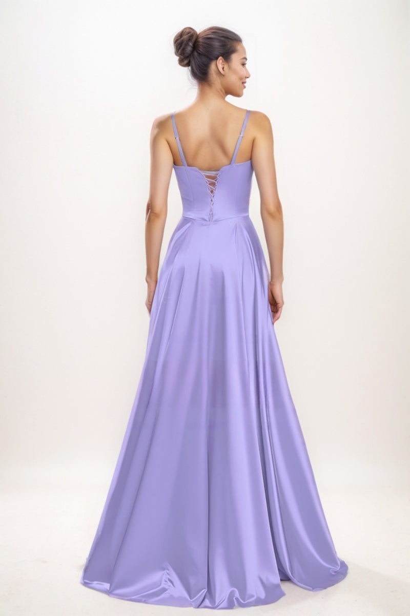 Elegant A-Line Sweetheart Matte Satin Prom Dresses CS0765