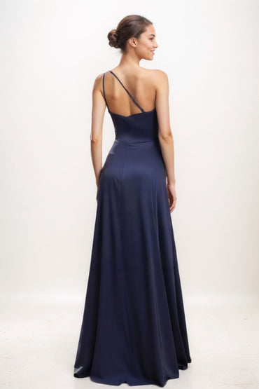 Elegant A-Line One-Shoulder Satin Prom Dresses CS0767