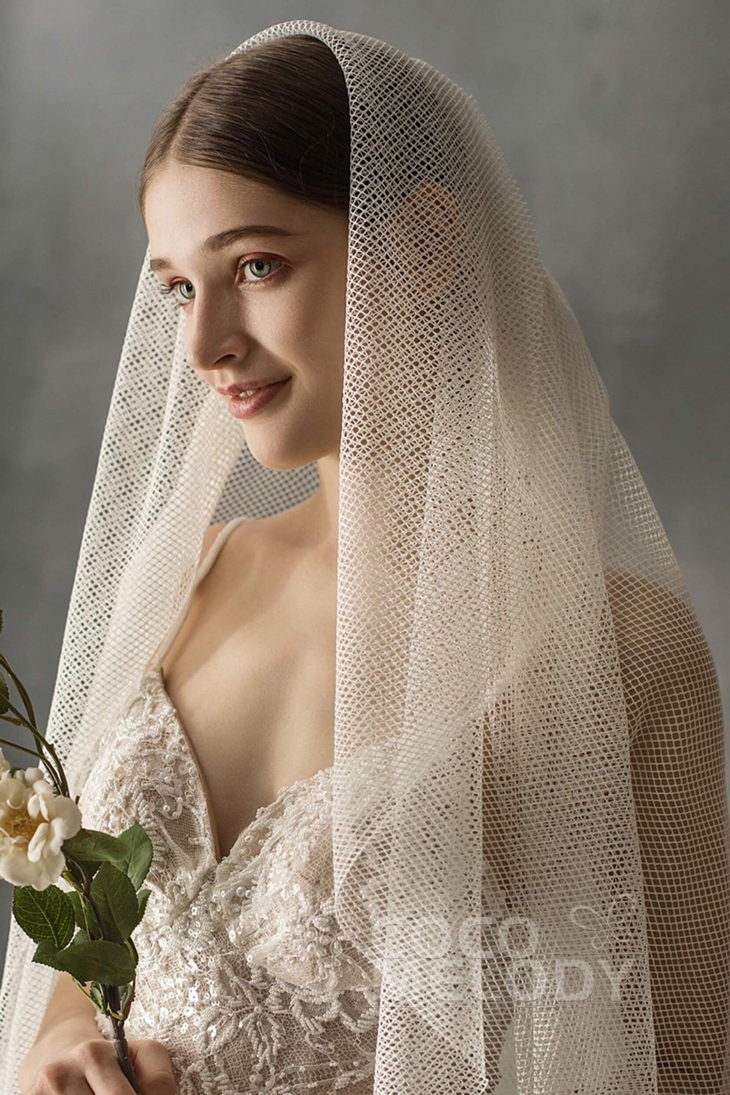 Two-tier Cut Edge Tulle Chapel Veils CV0223