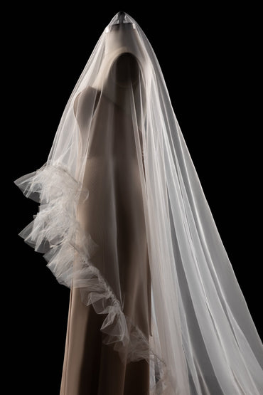 One-tier Cut Edge Tulle Cathedral Veils with  CV0282