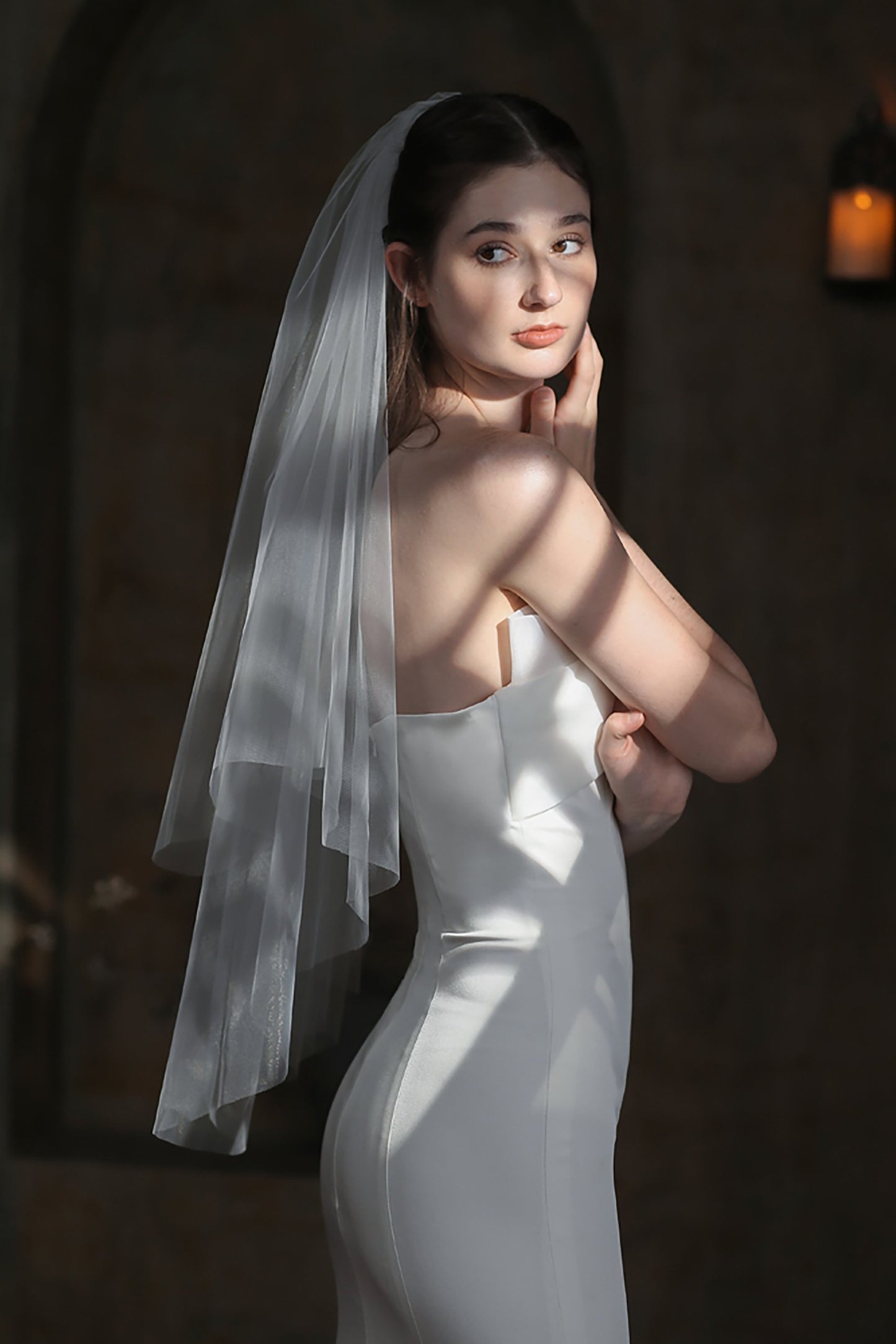 Two-tier Cut Edge Tulle Hip Veils CV0306