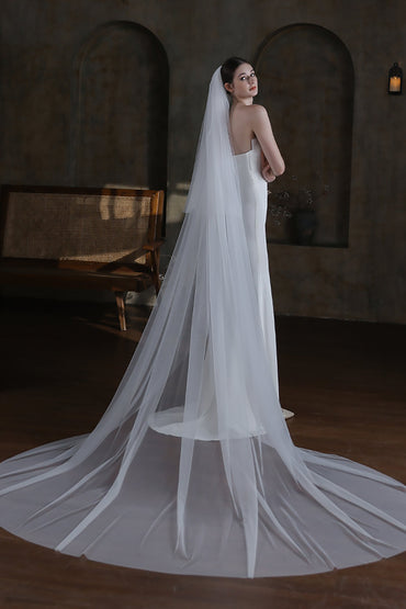 Two-tier Cut Edge Tulle Cathedral Veils with CV0322