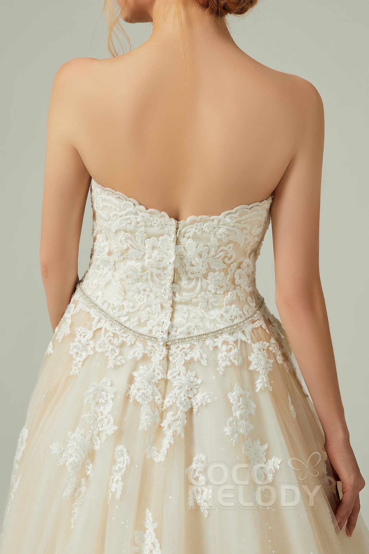 A-Line Chapel Train Tulle Wedding Dress CW2190
