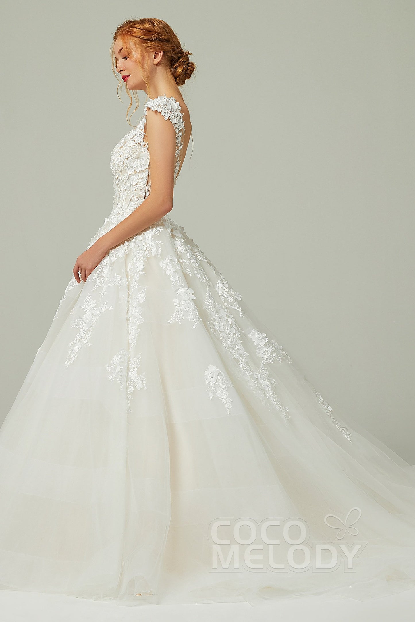 A-Line Court Train Tulle Wedding Dress CW2198