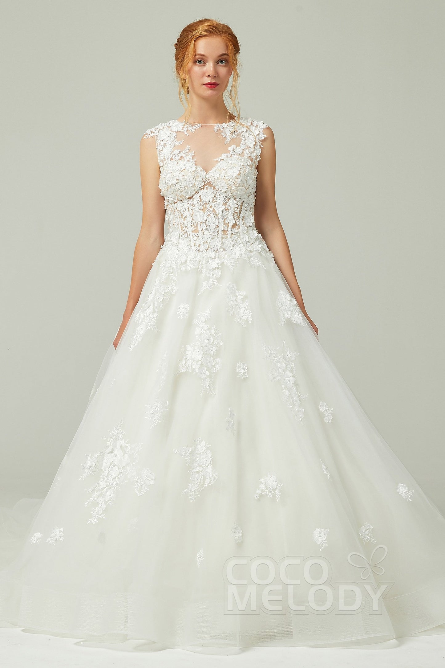 A-Line Court Train Tulle Wedding Dress CW2200