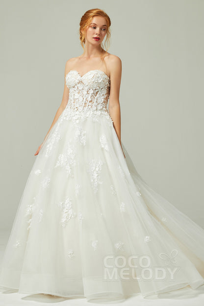 A-Line Court Train Tulle Wedding Dress CW2200