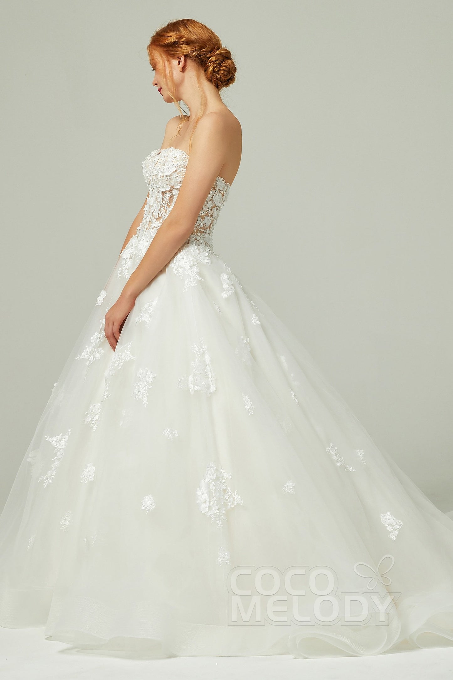 A-Line Court Train Tulle Wedding Dress CW2200