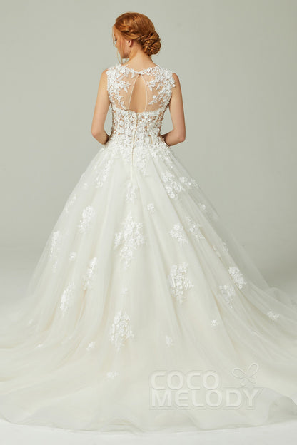 A-Line Court Train Tulle Wedding Dress CW2200