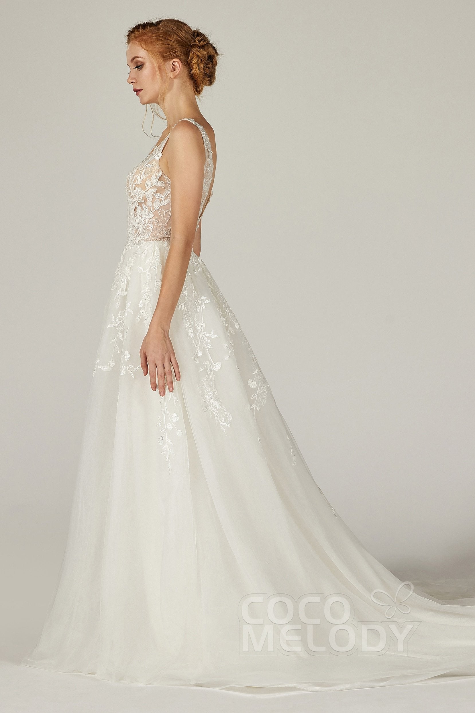 A-Line Court Train Tulle and Organza Wedding Dress CW2294