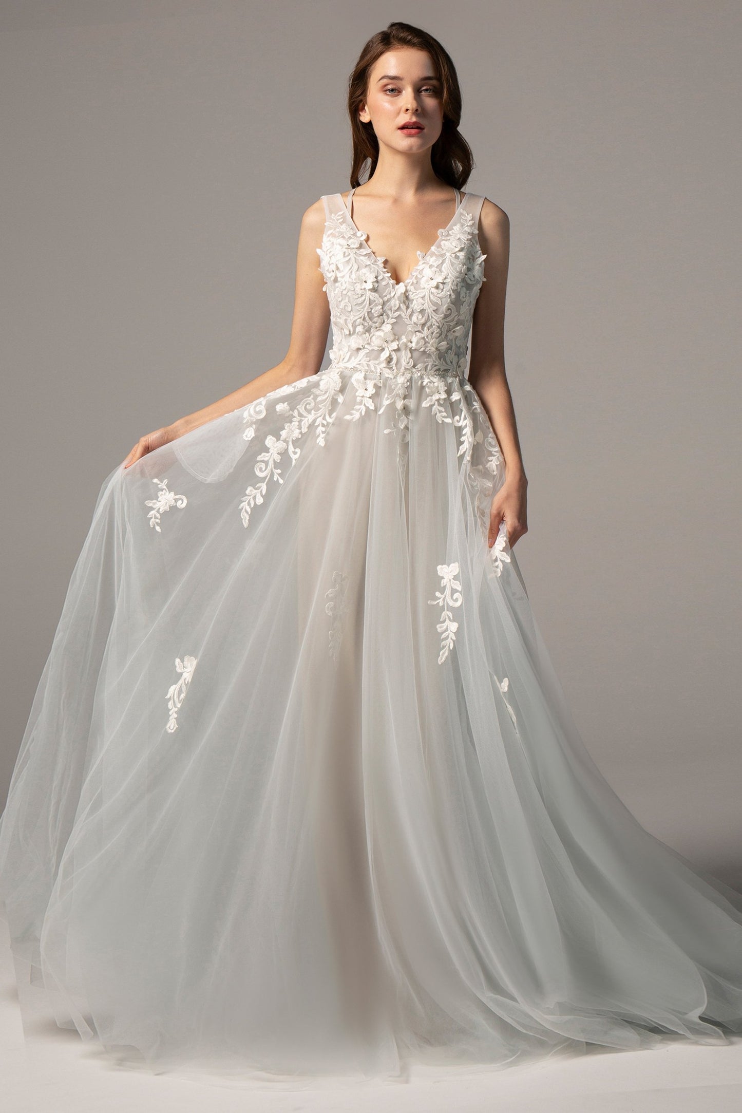 A-Line Court Train Tulle Wedding Dress CW2325CR