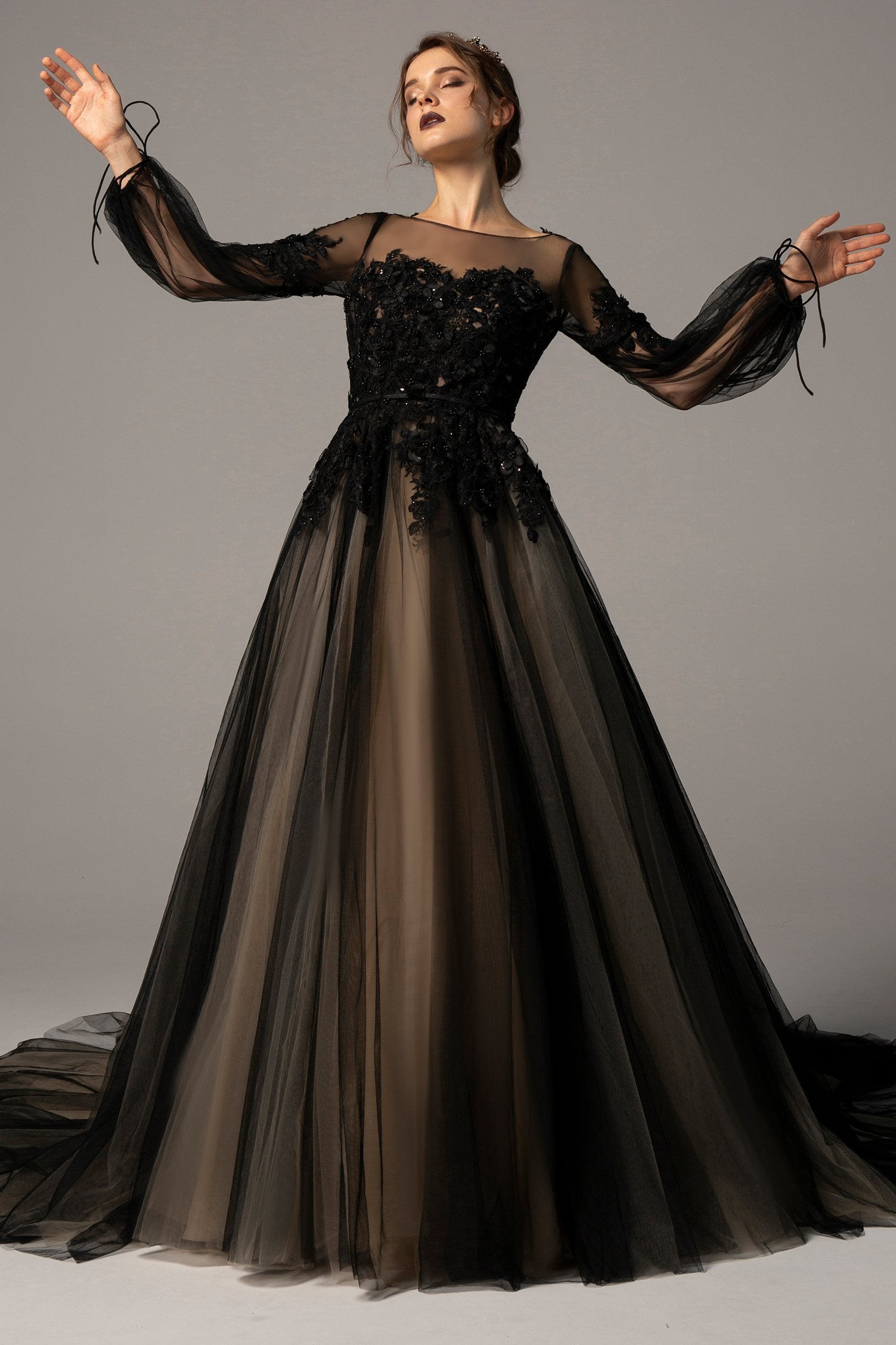 Gothic Black Wedding Dresses COCOMELODY