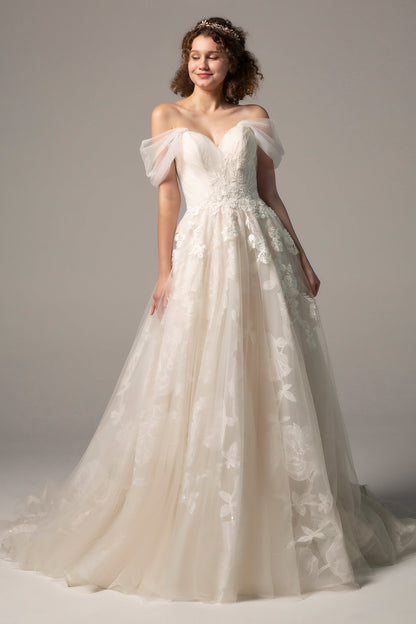 A-Line Court Train Tulle Wedding Dress CW2390