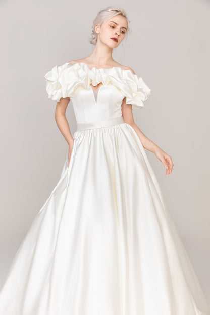 A-Line Court Train Satin Wedding Dress CW2478