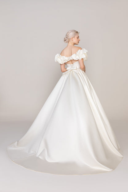 A-Line Court Train Satin Wedding Dress CW2478