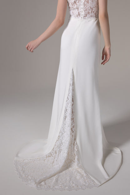 Trumpet Sweep-Brush Train Elastic Cloth Wedding Dress CW2658