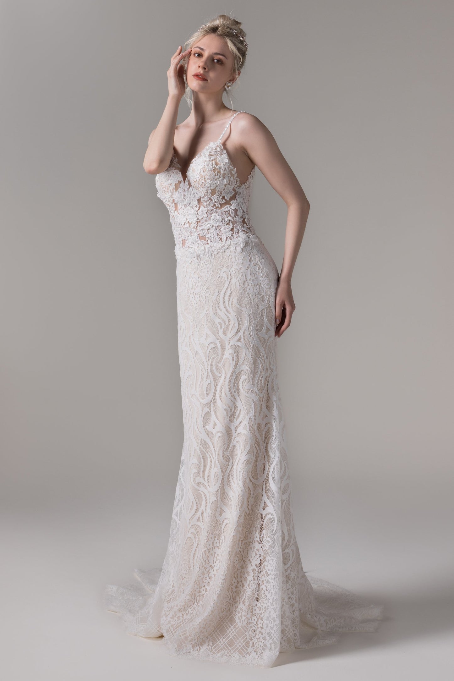 Trumpet-Mermaid Court Train Lace Wedding Dress CW2787