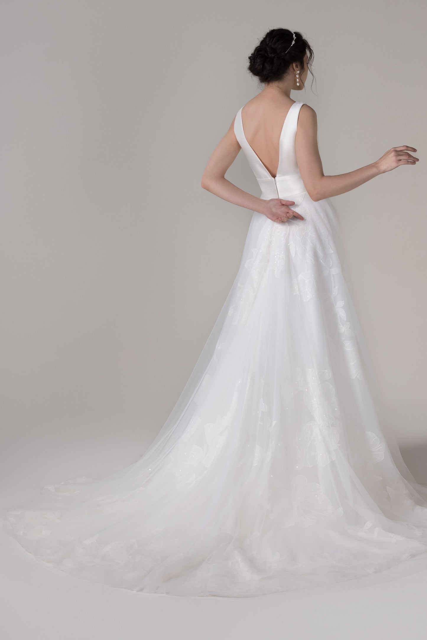 A-Line Court Train Mikado Wedding Dress CW2789