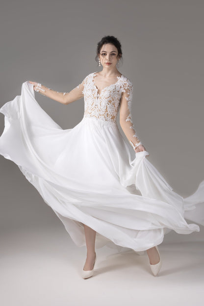 A-Line Court Train Lace Wedding Dress CW2800