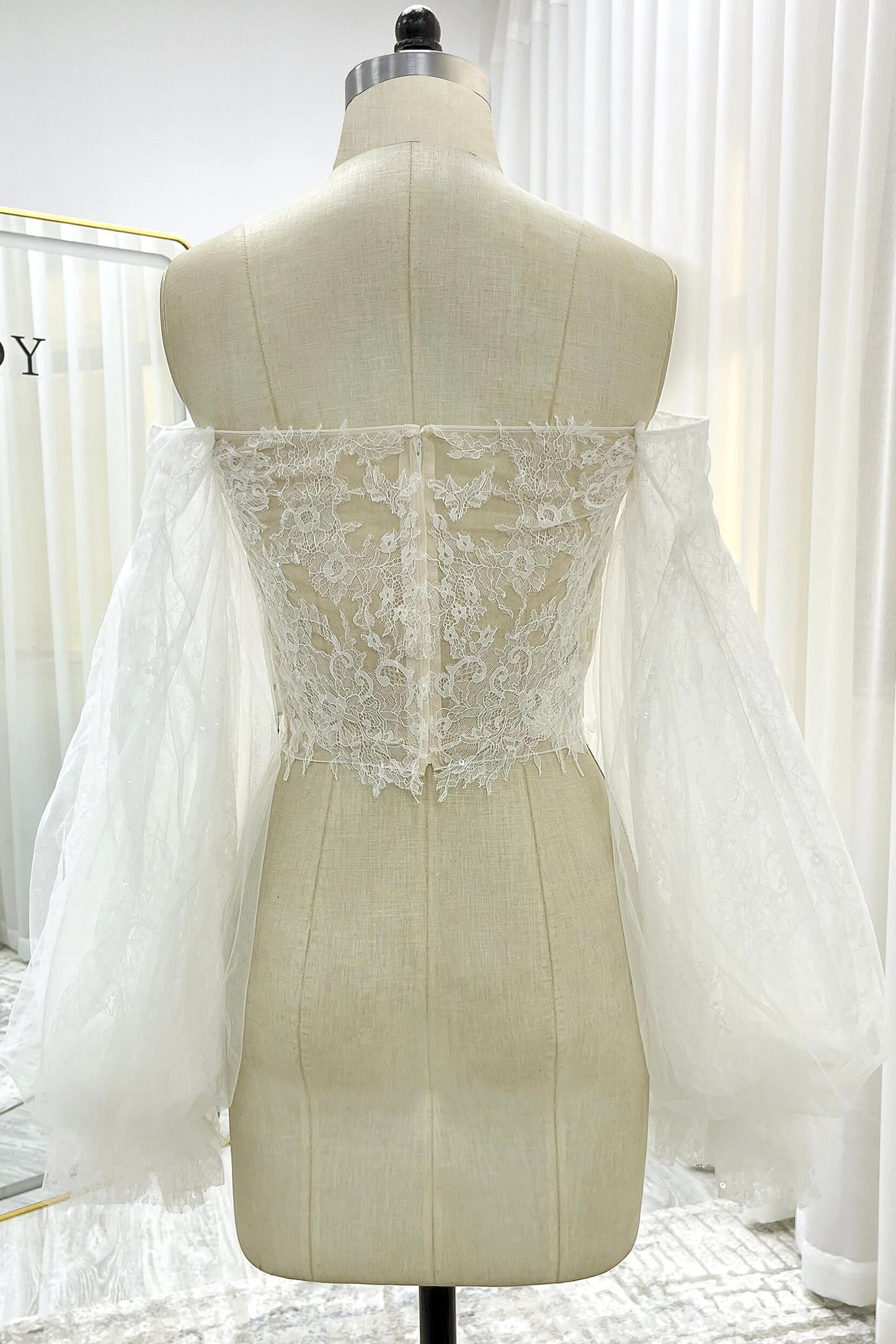 A-Line Court Train Lace Tulle Wedding Dress CW3337