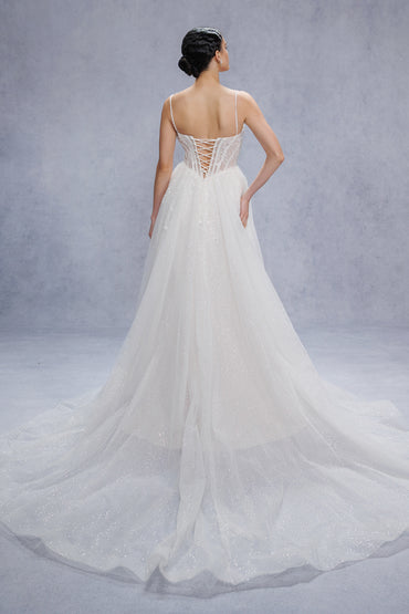 A-Line Court Train Sparkle Tulle Wedding Dress CW3338