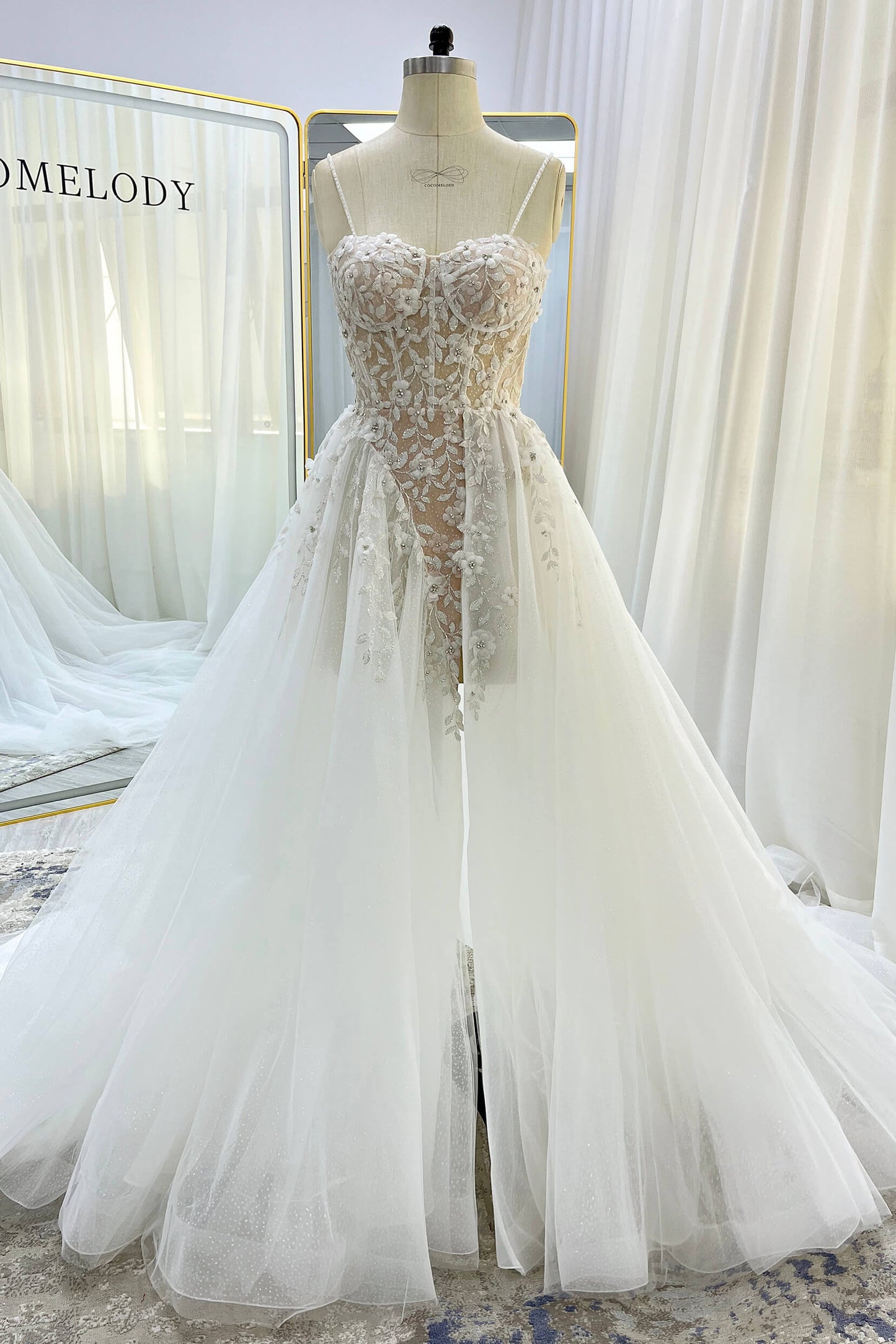 A-Line Court Train Tulle Wedding Dress CW3343