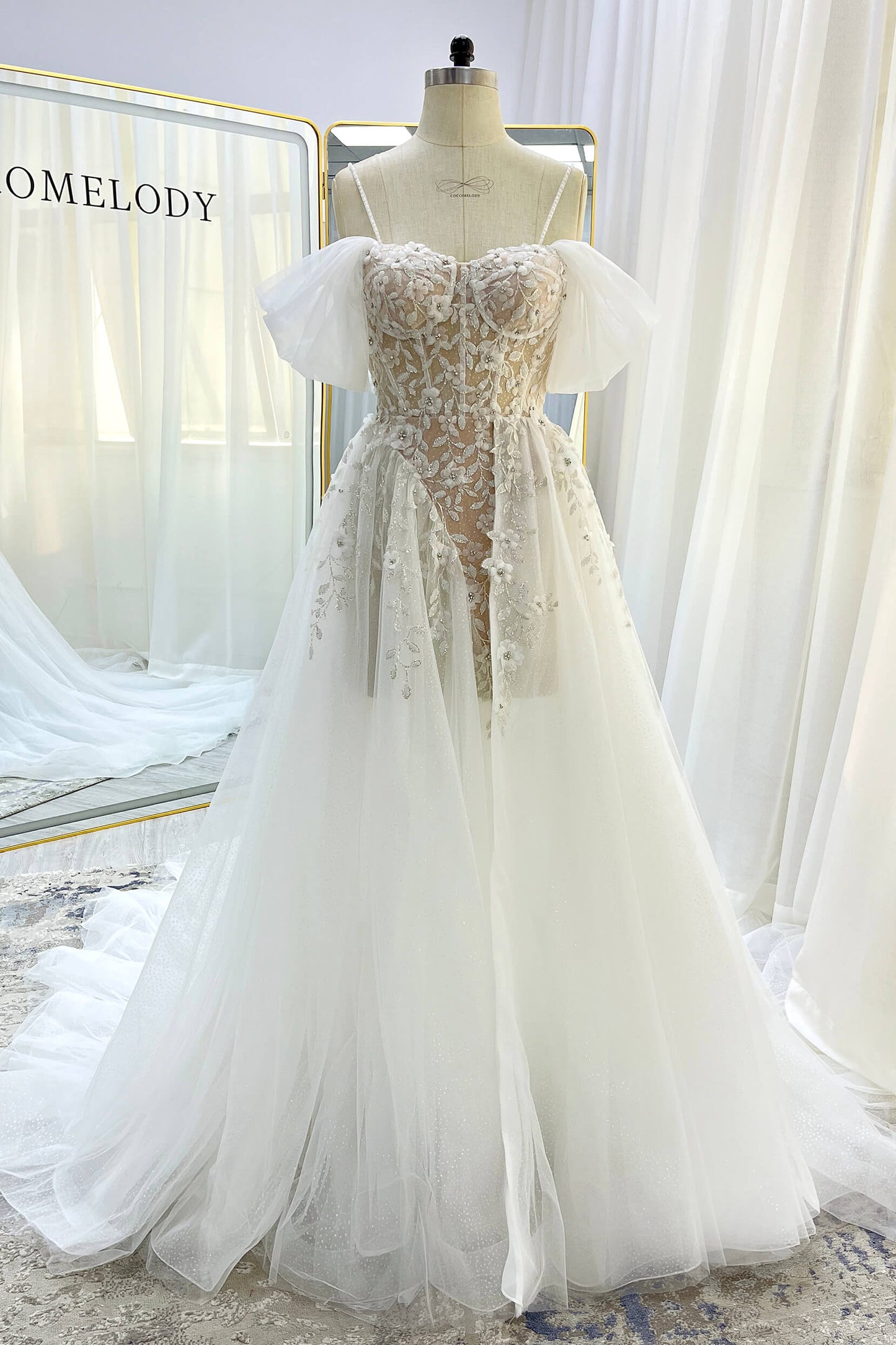 A-Line Court Train Tulle Wedding Dress CW3343