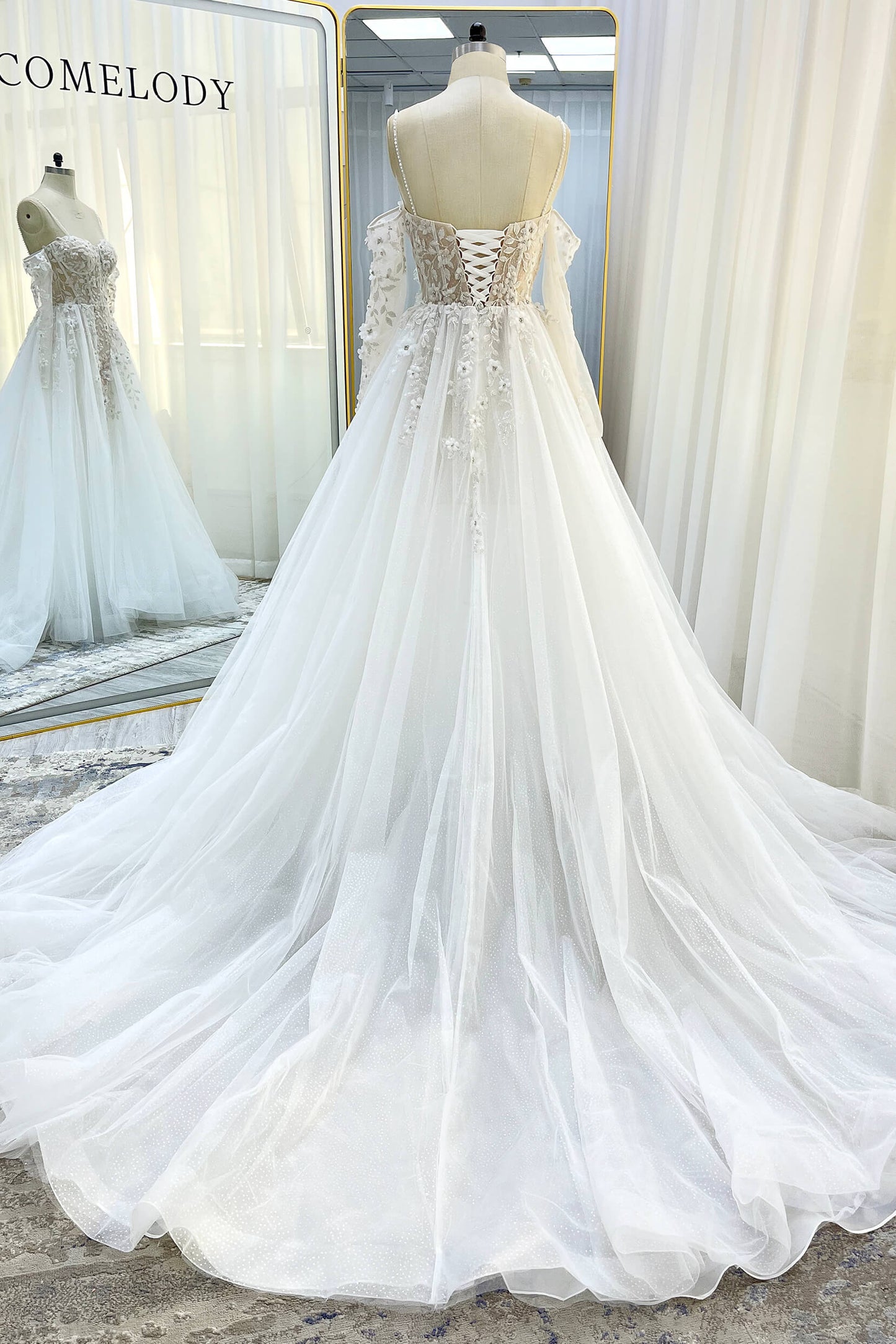 A-Line Court Train Tulle Wedding Dress CW3343