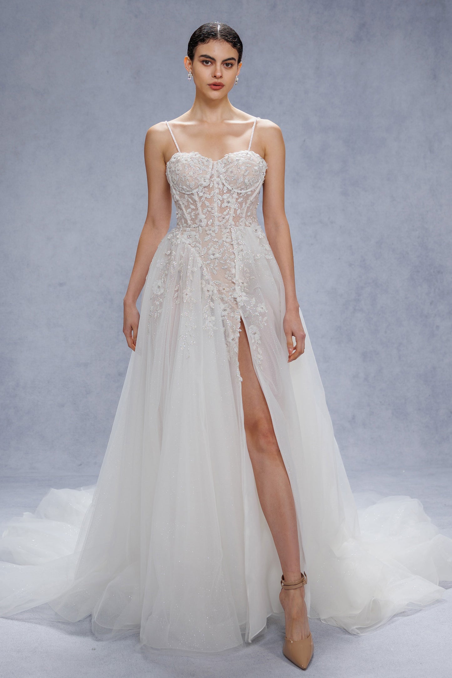 A-Line Court Train Tulle Wedding Dress CW3343