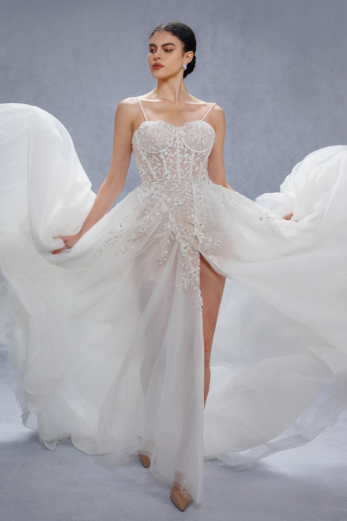 A-Line Court Train Tulle Wedding Dress CW3343