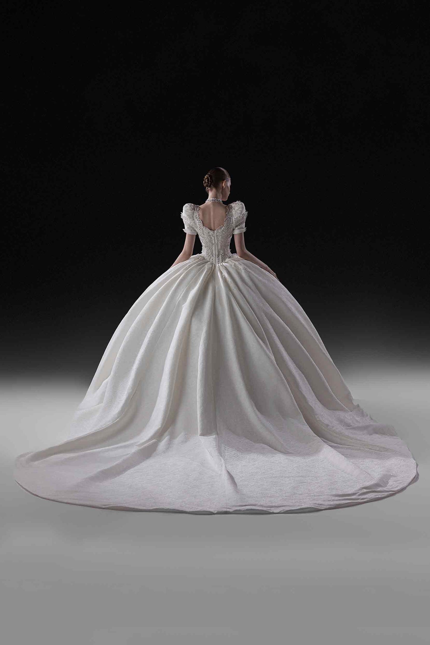 Ball Gown Cathedral Train Satin Wedding Dress CW3365