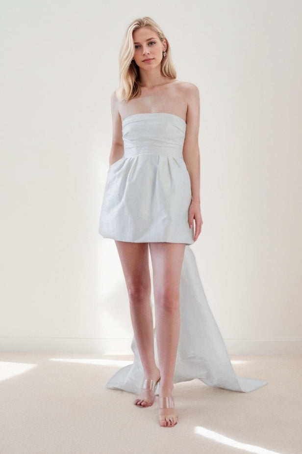 A-Line Short-Mini Satin Wedding Dress CW3415