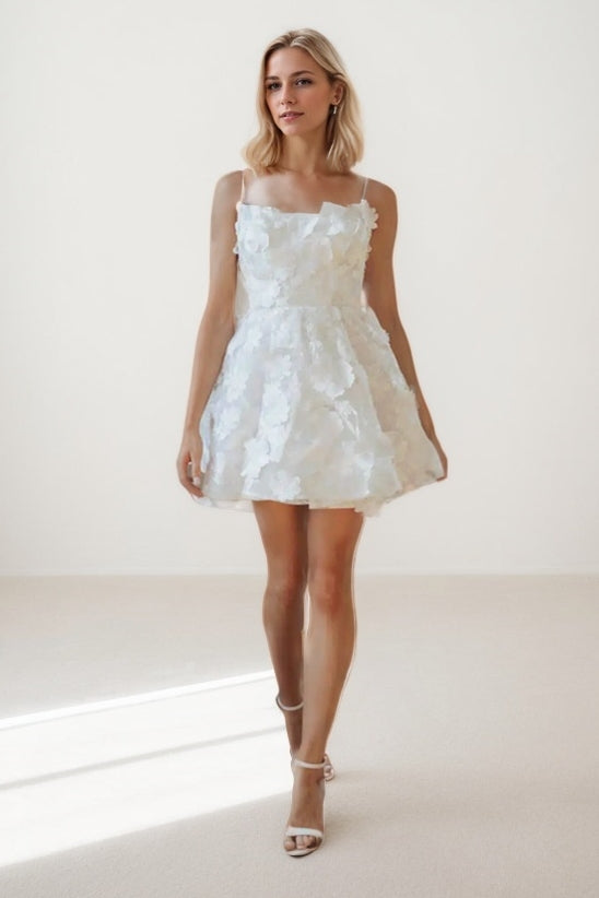 A-Line Short-Mini Lace Tulle Wedding Dress CW3416