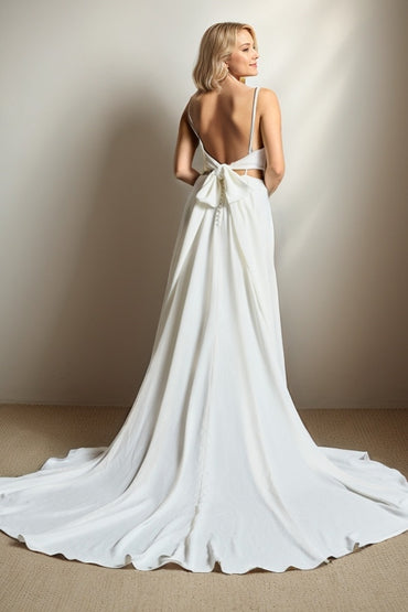 A-Line Court Train Elastic Cloth Wedding Dress CW3449