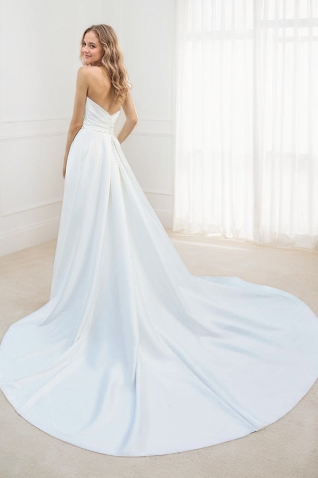 A-Line Court Train Satin Wedding Dress CW3450