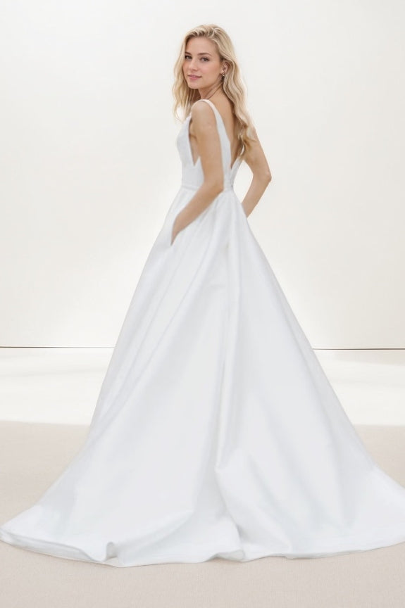 A-Line Court Train Satin Wedding Dress CW3463