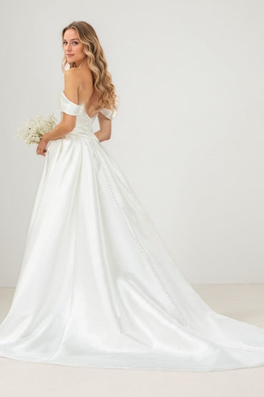 A-Line Court Train Satin Wedding Dress CW3466