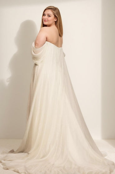 A-Line Sweep-Brush Train Chiffon Wedding Dress CW3471