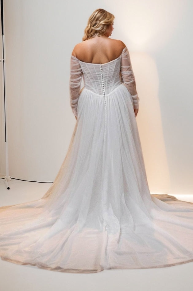 A-Line Court Train Tulle Wedding Dress CW3489