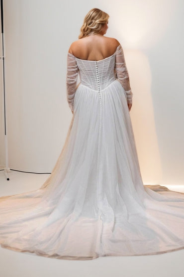 A-Line Court Train Tulle Wedding Dress CW3489