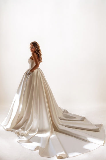 A-Line Court Train Satin Wedding Dress CW3502