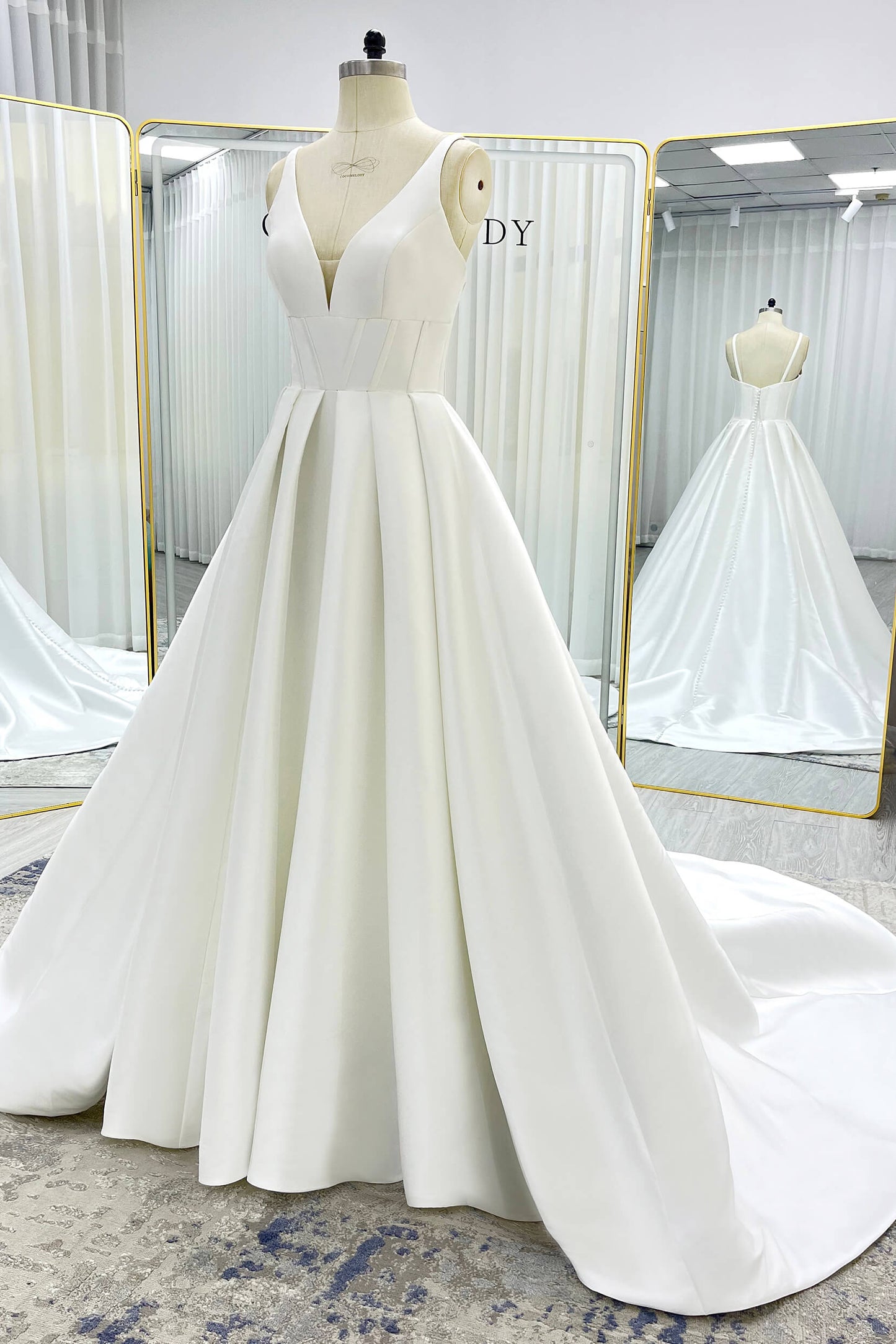 A-Line Court Train Mikado Wedding Dress CW3534