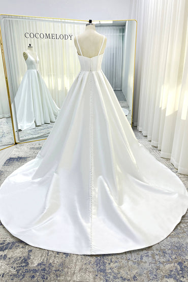 A-Line Court Train Mikado Wedding Dress CW3534