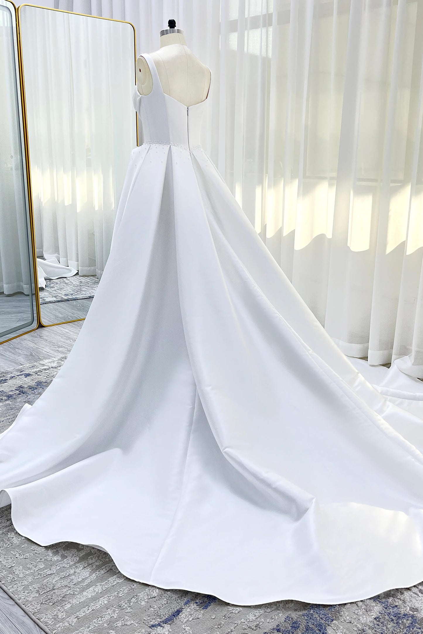 A-Line Court Train Mikado Wedding Dress CW3535